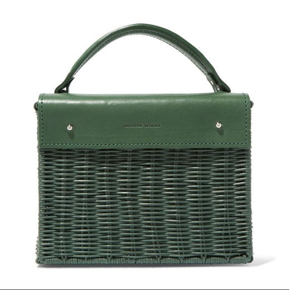 Wicker Wings Green Kuai Rattan & Leather Tote - Picture 3 of 6